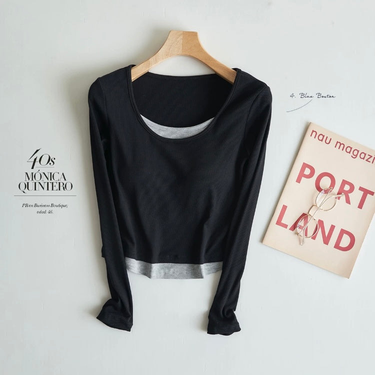 Rose Layered Built-In Bra Tshirt